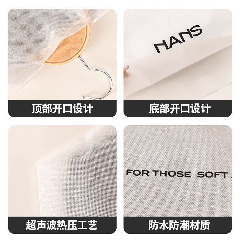 Non-Woven Suit Coat Dust Cover Clothes Dust Bag Washable Storage Bag Printable Logo Wardrobe Hanging Cover - Image 4